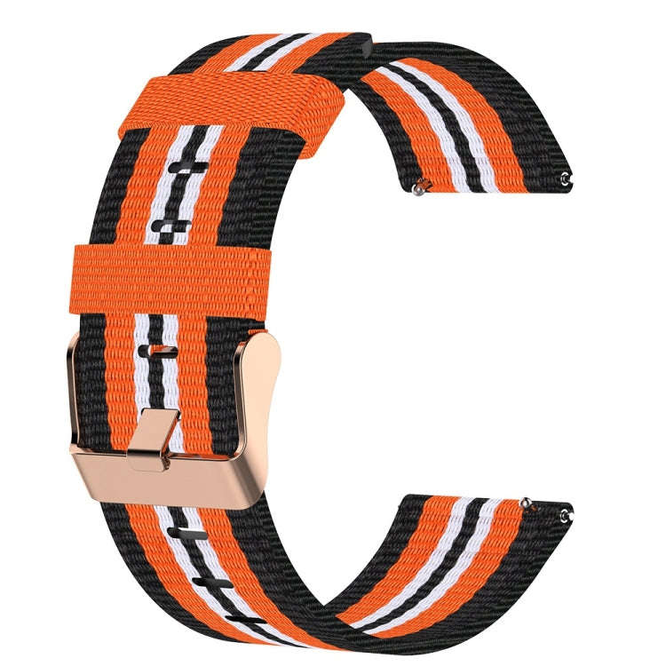 For ID205 19mm Nylon Braided Watch Band(Black+Orange)