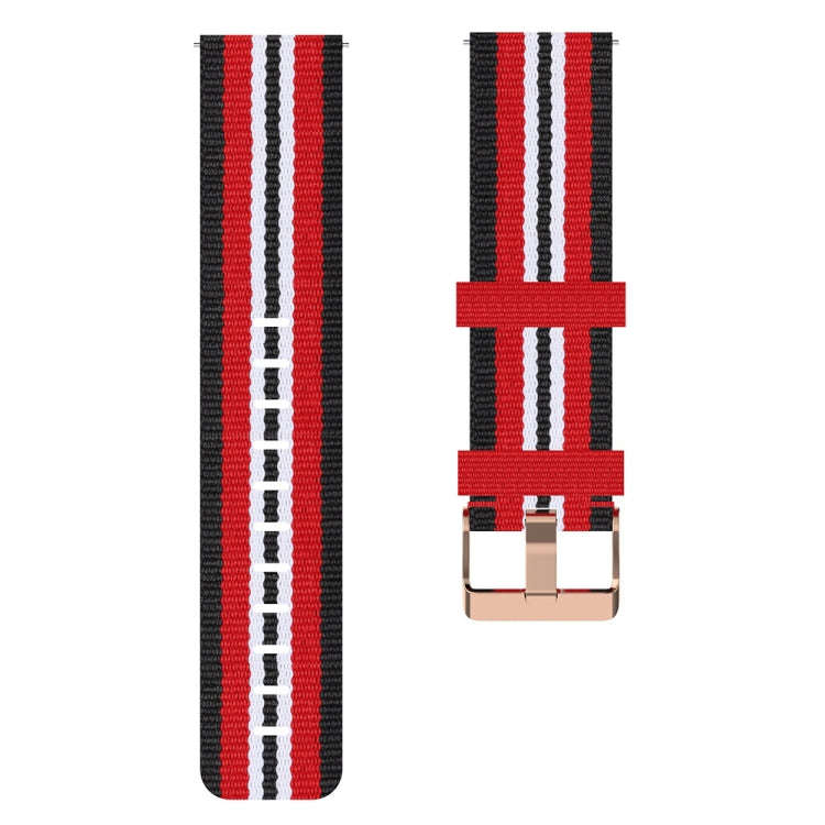 For ID205 19mm Nylon Braided Watch Band(Black+Red)