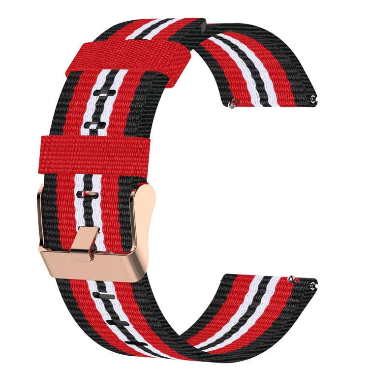 For ID205 19mm Nylon Braided Watch Band(Black+Red)