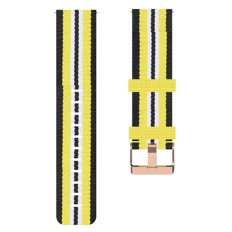 For ID205 19mm Nylon Braided Watch Band(Black+Yellow)