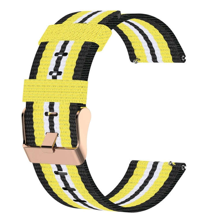 For ID205 19mm Nylon Braided Watch Band(Black+Yellow)