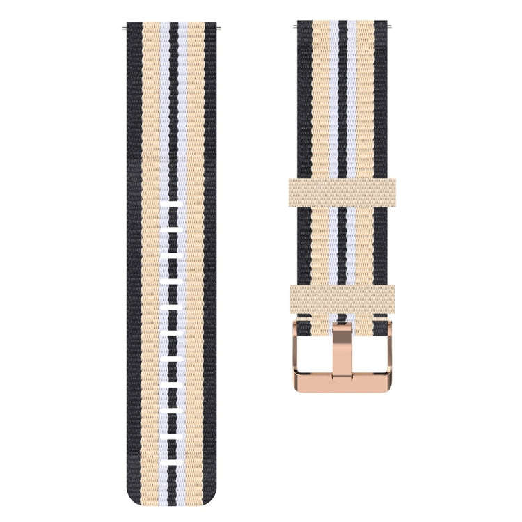 For ID205 19mm Nylon Braided Watch Band(Black+Beige)
