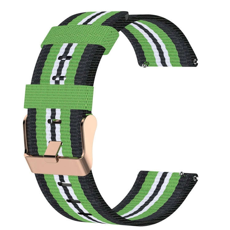 For ID205 19mm Nylon Braided Watch Band(Black+Green)
