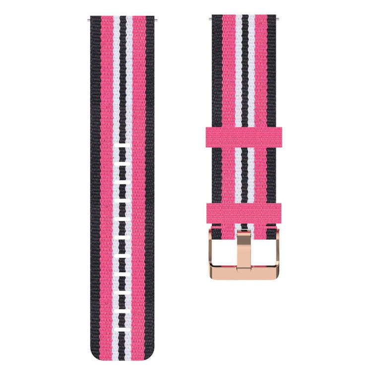 For ID205 19mm Nylon Braided Watch Band(Black+Peach Red)