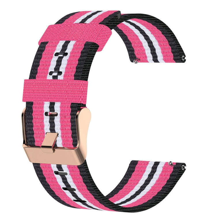 For ID205 19mm Nylon Braided Watch Band(Black+Peach Red)