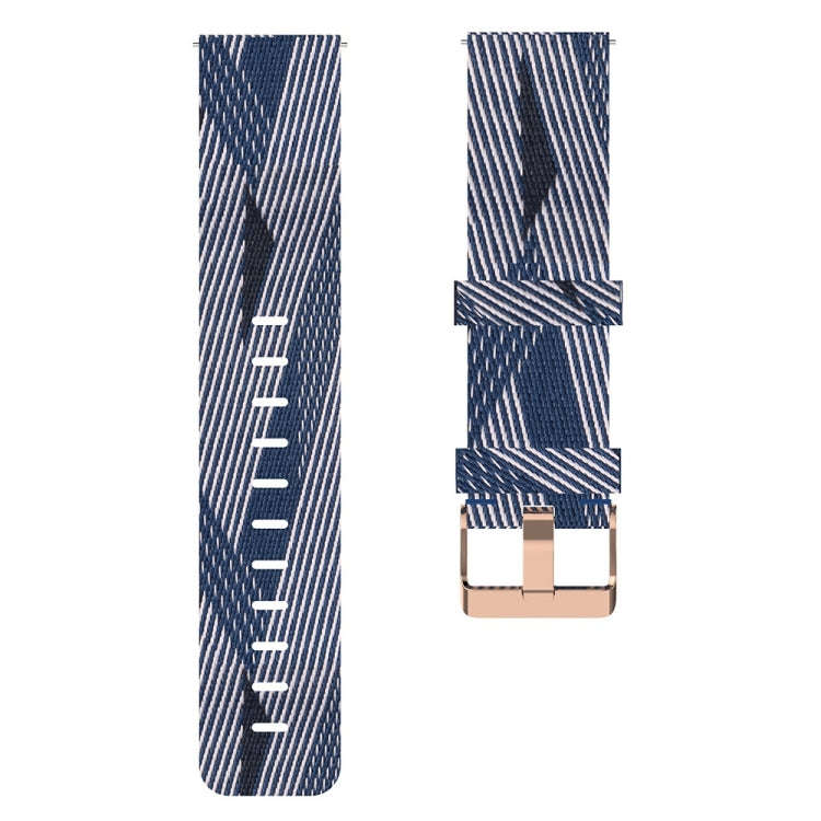 For ID205 19mm Nylon Braided Watch Band(Blue+White)