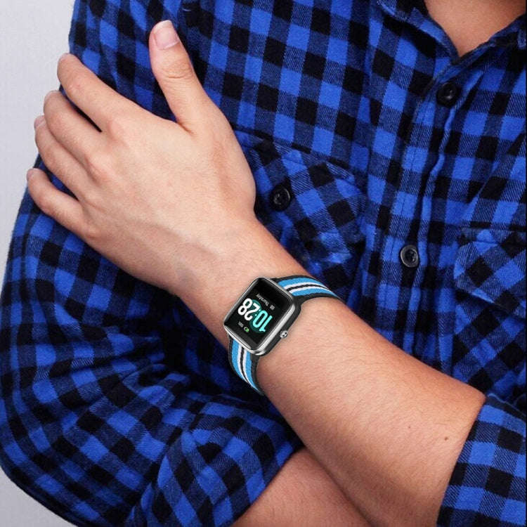 For ID205 19mm Nylon Braided Watch Band(Black+Red)