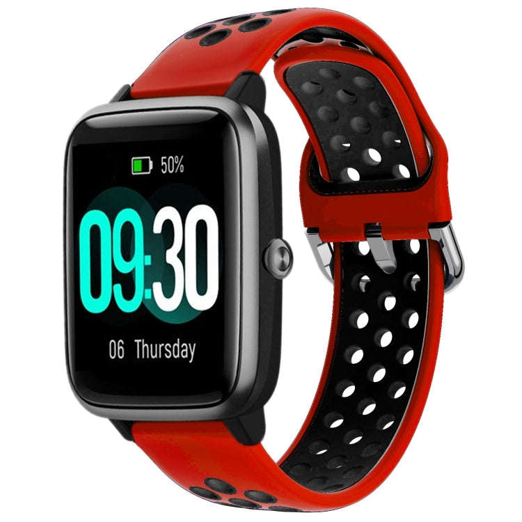 For ID205 / Willful SW021 19mm Silicone Two-color Sports Watch Band(Red+Black)