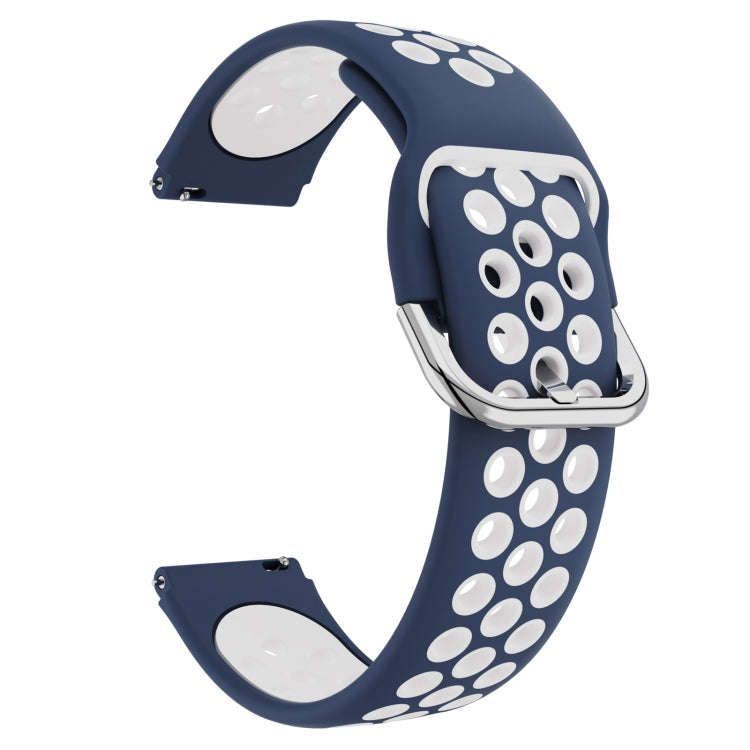 For ID205 / Willful SW021 19mm Silicone Two-color Sports Watch Band(Dark Blue+White)