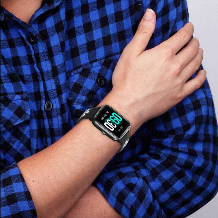 For ID205 / Willful SW021 19mm Silicone Two-color Sports Watch Band(Dark Blue+White)