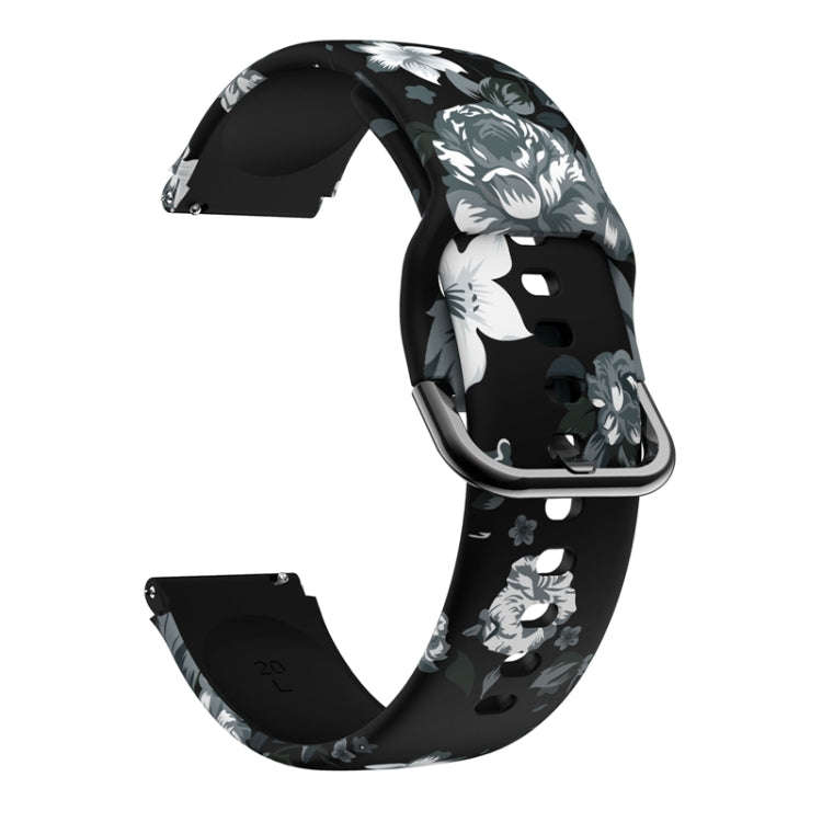 For ID205 / Willful SW021 19mm Silicone Printing Watch Band(Black Grey Flower)