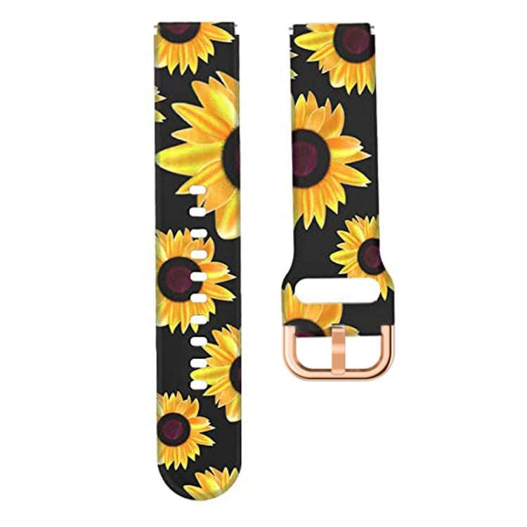 For ID205 / Willful SW021 19mm Silicone Printing Watch Band(Black Sunflower)