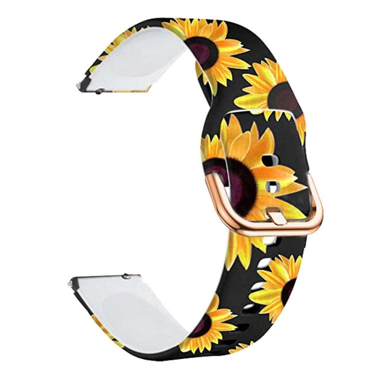 For ID205 / Willful SW021 19mm Silicone Printing Watch Band(Black Sunflower)