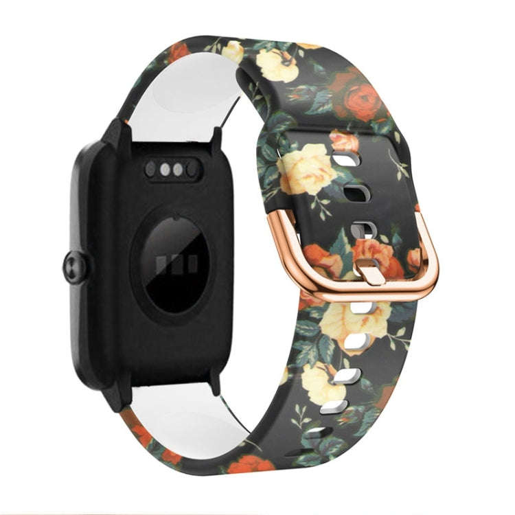 For ID205 / Willful SW021 19mm Silicone Printing Watch Band(Red Rose)