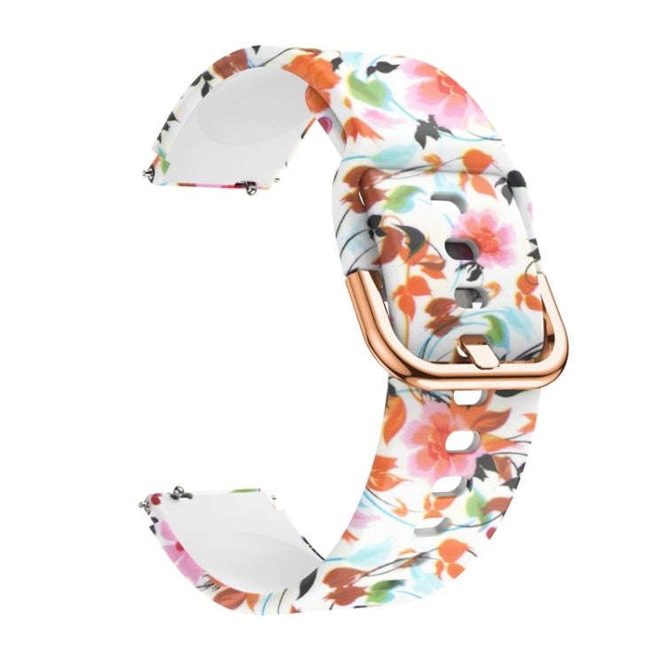For ID205 / Willful SW021 19mm Silicone Printing Watch Band(Bird Flower)