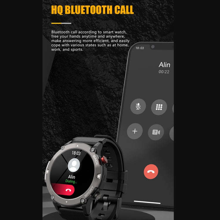 C21 1.32 inch HD Screen Smart Watch, Support Heart Rate Monitoring/Blood Oxygen Monitoring(Black)