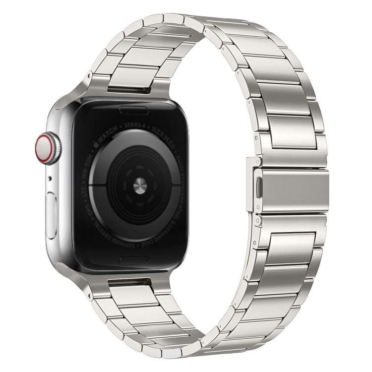 Small Waist Stainless Steel Watch Band For Apple Watch Series 9&8&7 41mm / SE 3&SE 2&6&SE&5&4 40m...