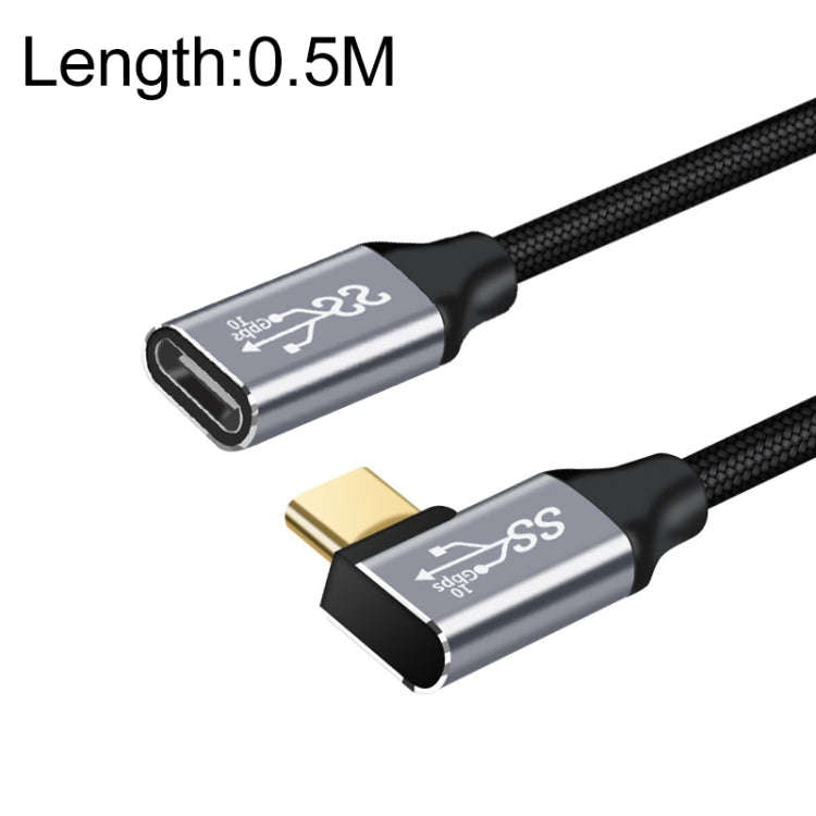 50cm 10Gbps USB-C / Type-C Female to Male Elbow Charging Data Transmission Extension Cable