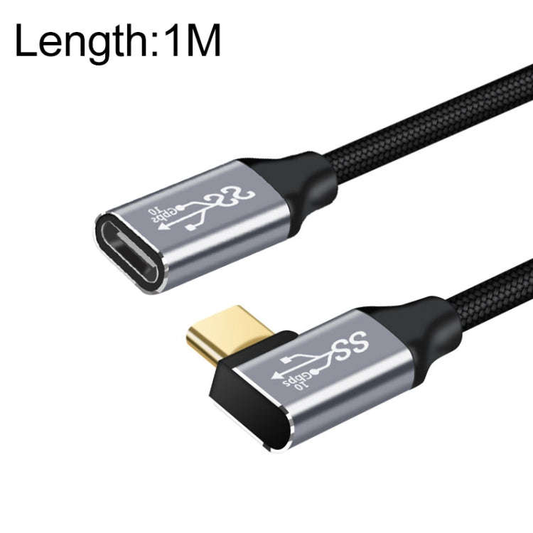 1m 10Gbps USB-C / Type-C Female to Male Elbow Charging Data Transmission Extension Cable