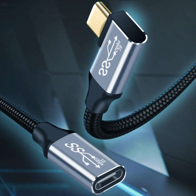 1m 10Gbps USB-C / Type-C Female to Male Elbow Charging Data Transmission Extension Cable