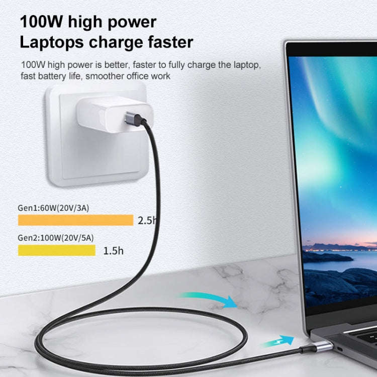 1m 10Gbps USB-C / Type-C Female to Male Elbow Charging Data Transmission Extension Cable