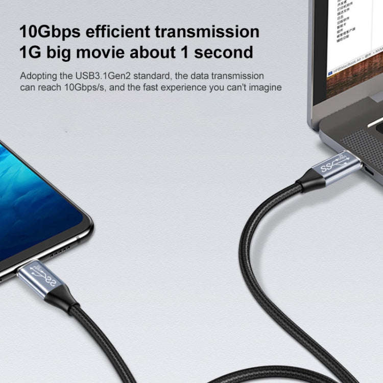 1m 10Gbps USB-C / Type-C Female to Male Elbow Charging Data Transmission Extension Cable