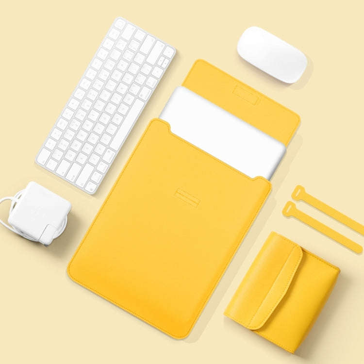 4 in 1 Lightweight and Portable Leather Computer Bag, Size:13/14 inches(Yellow)