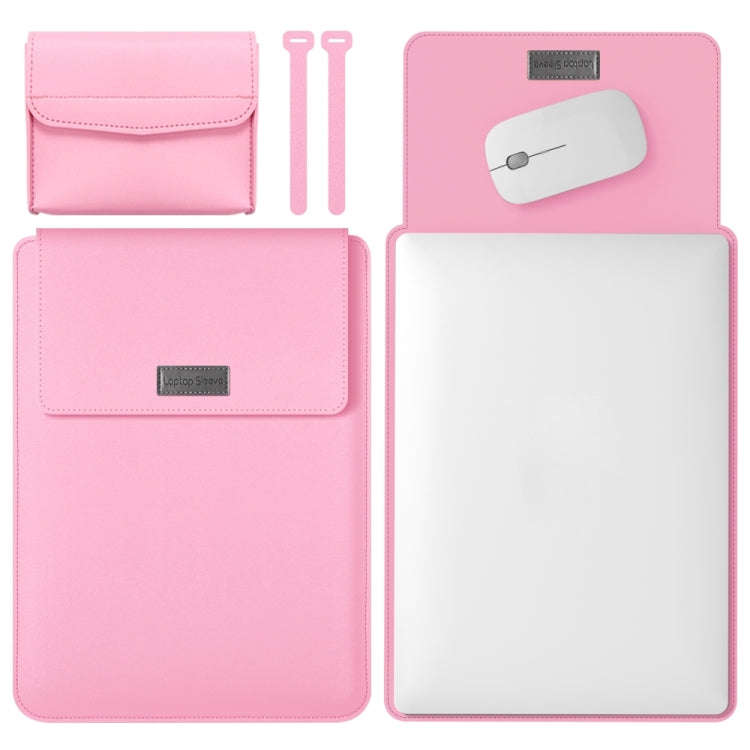4 in 1 Lightweight and Portable Leather Computer Bag, Size:13/14 inches(Pink)