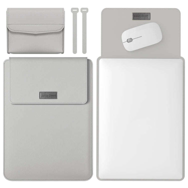 4 in 1 Lightweight and Portable Leather Computer Bag, Size:13/14 inches(Grey)