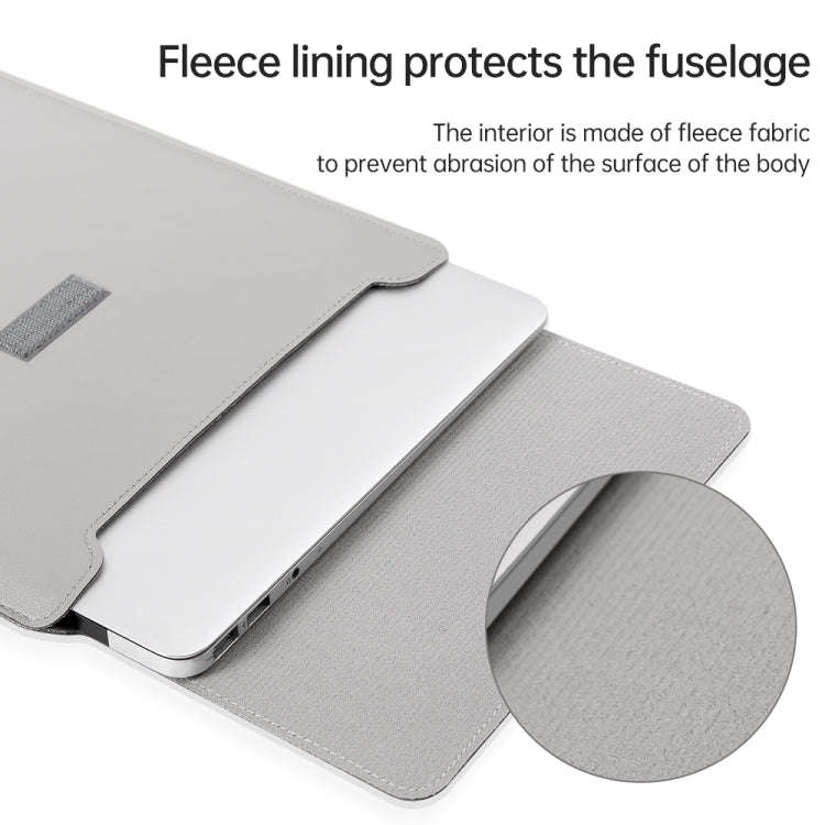 4 in 1 Lightweight and Portable Leather Computer Bag, Size:13/14 inches(Grey)