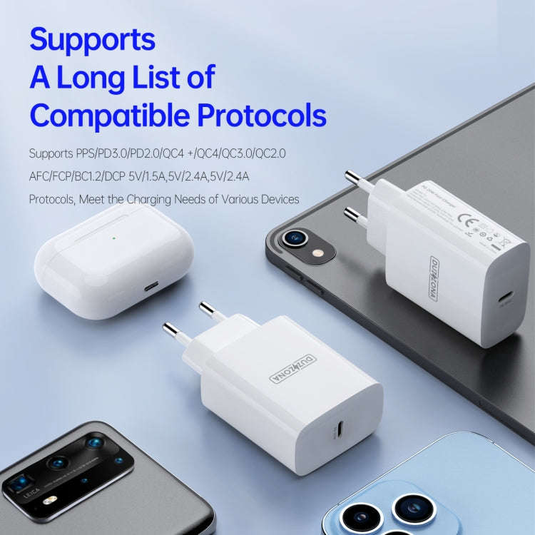 DUZZONA T3 PD 20W Single Port Travel Charger, EU Plug(White)