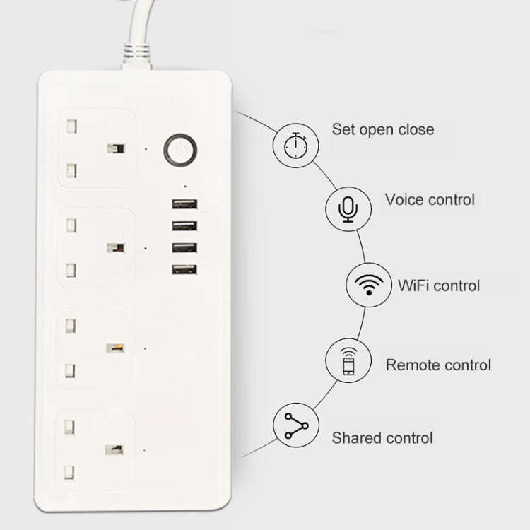 WIFI  13A SM-SO301-K 4 Holes + 4 USB Multi-purpose Smart Power Strip, UK Plug