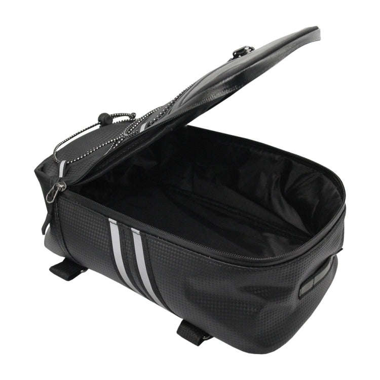 Motorcycle Waterproof PU Leather Rack Rear Carrier Bag, Capacity: 8L with Rain Cover