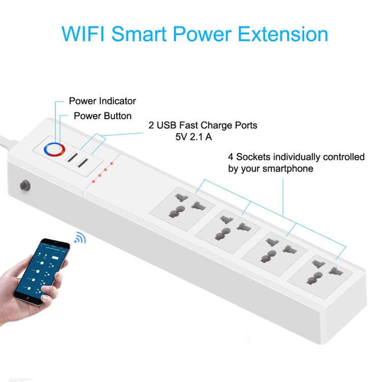 ZigBee 16A SM-SO306-M 4 Holes + 2 USB Multi-purpose Smart Power Strip(EU Plug)