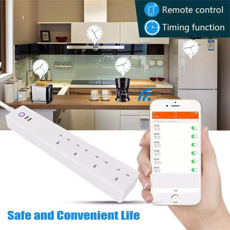 WiFi 16A SM-SO306-K 4 Holes + 2 USB Multi-purpose Smart Power Strip, UK Plug