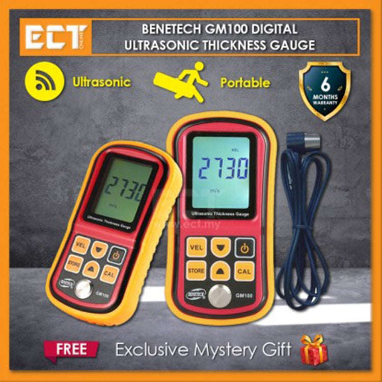 BENETECH GM-100 Ultrasonic Thickness Meter Tester Gauge Velocity 1.2~225mm(Aluminum Box Version)