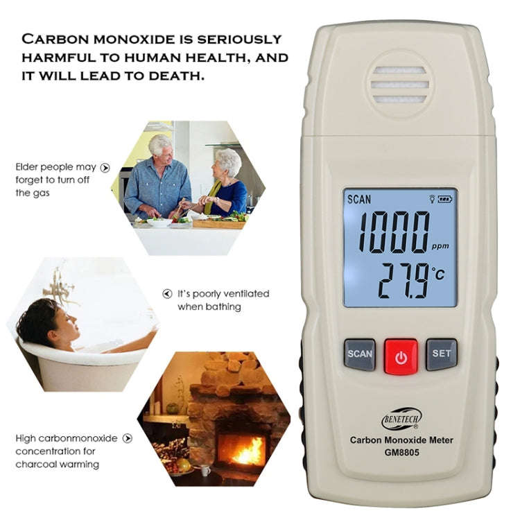 GM8805 Portable Digital Carbon Monoxide Meter, Battery Not Included
