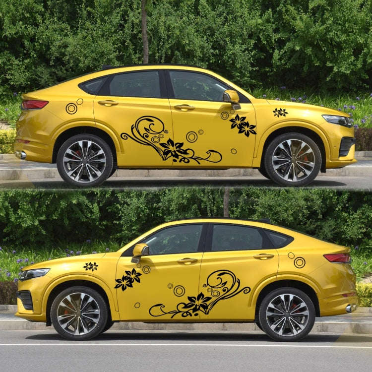 2 PCS/Set D-75 Flower Vine Pattern Car Modified Decorative Sticker(Black)