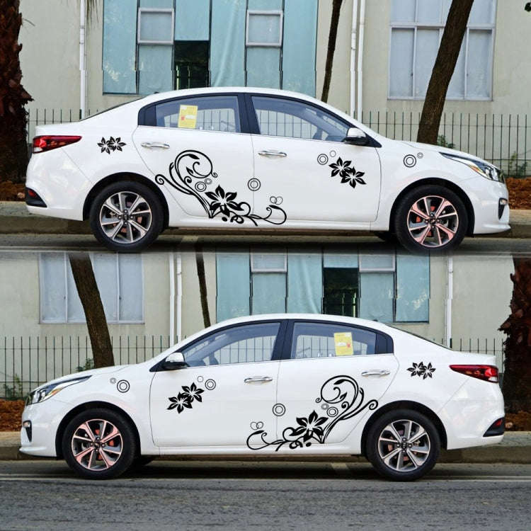 2 PCS/Set D-75 Flower Vine Pattern Car Modified Decorative Sticker(Black)