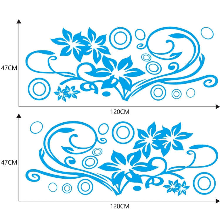 2 PCS/Set D-75 Flower Vine Pattern Car Modified Decorative Sticker(Blue)