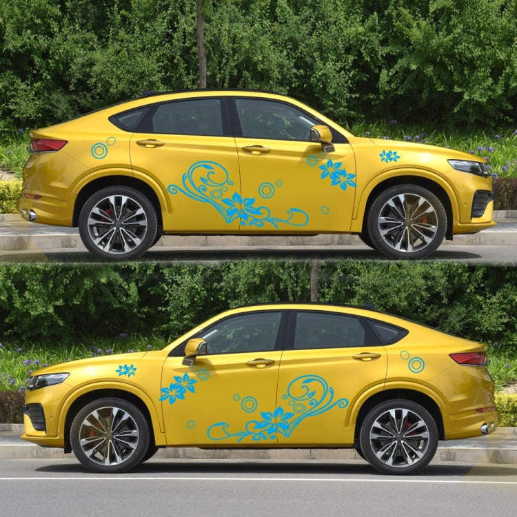 2 PCS/Set D-75 Flower Vine Pattern Car Modified Decorative Sticker(Blue)