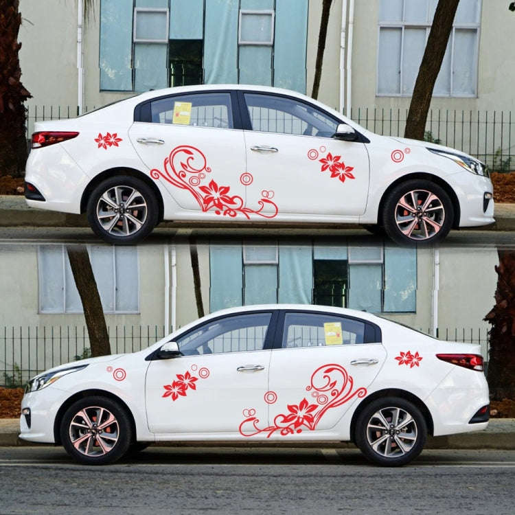 2 PCS/Set D-75 Flower Vine Pattern Car Modified Decorative Sticker(Red)
