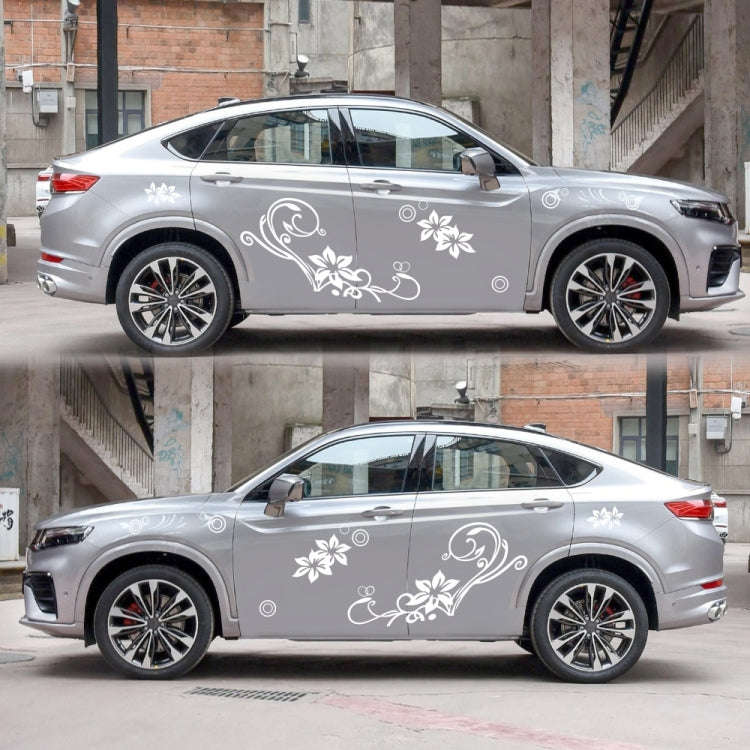 2 PCS/Set D-75 Flower Vine Pattern Car Modified Decorative Sticker(White)
