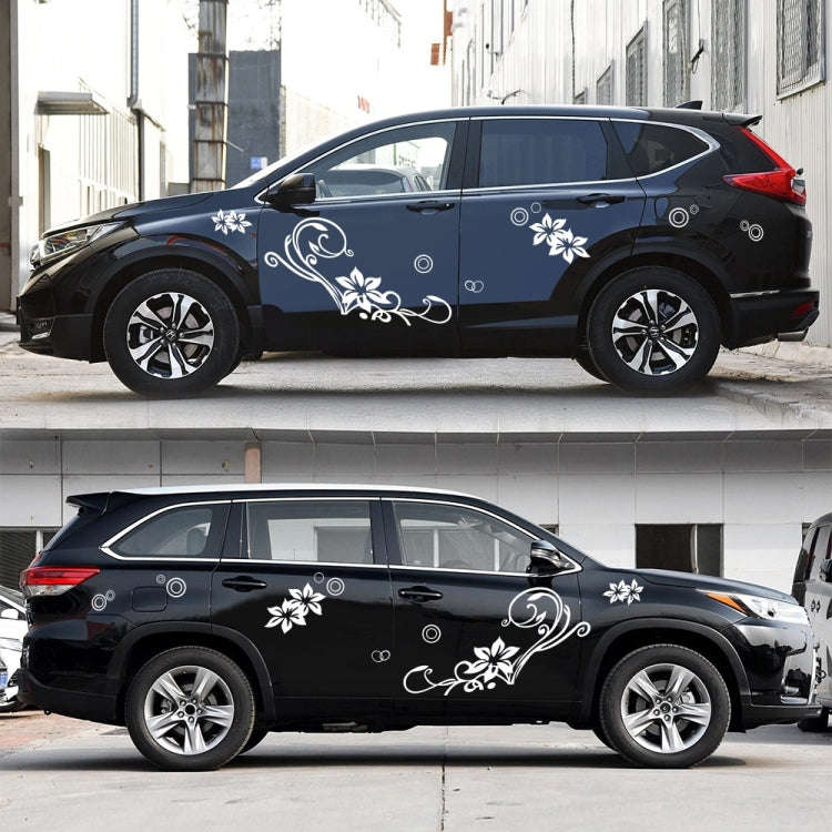 2 PCS/Set D-75 Flower Vine Pattern Car Modified Decorative Sticker(White)