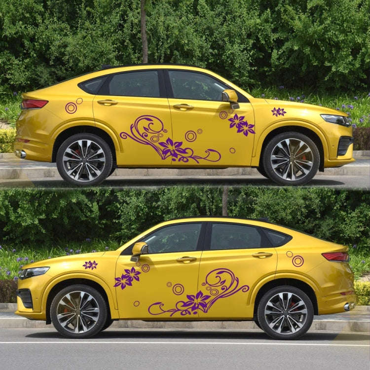 2 PCS/Set D-75 Flower Vine Pattern Car Modified Decorative Sticker(Purple)