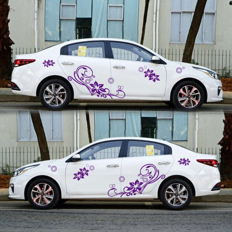 2 PCS/Set D-75 Flower Vine Pattern Car Modified Decorative Sticker(Purple)