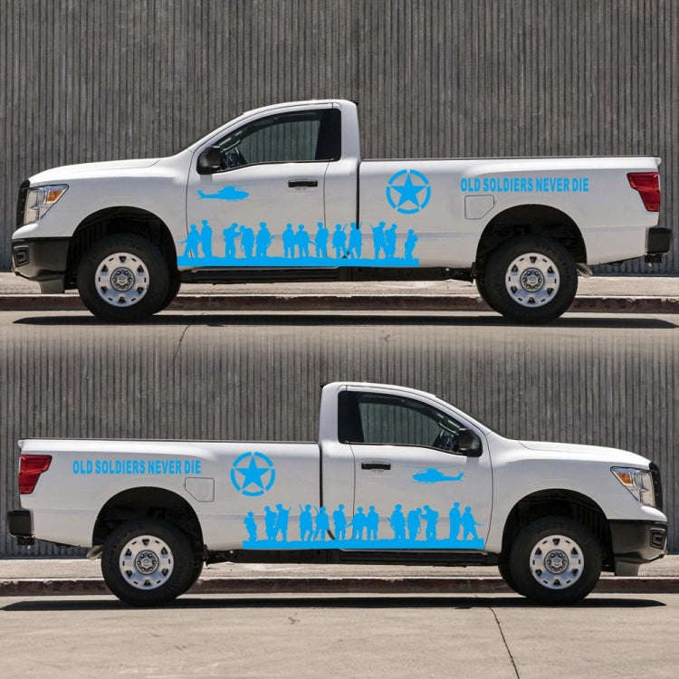 2 PCS/Set D-84 Old Soldiers Pattern Car Modified Decorative Sticker(Blue)