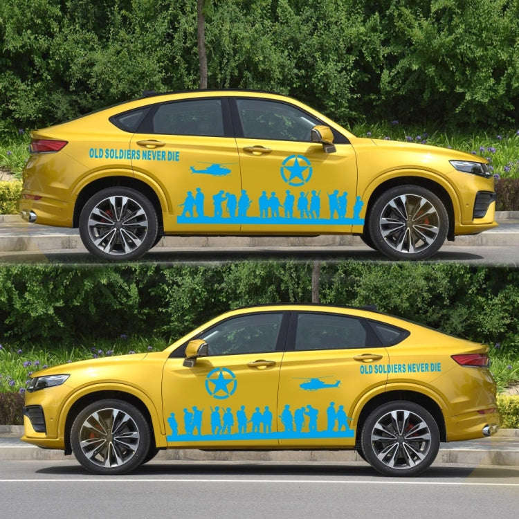 2 PCS/Set D-84 Old Soldiers Pattern Car Modified Decorative Sticker(Blue)