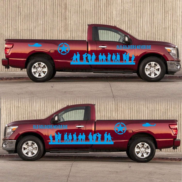 2 PCS/Set D-84 Old Soldiers Pattern Car Modified Decorative Sticker(Blue)
