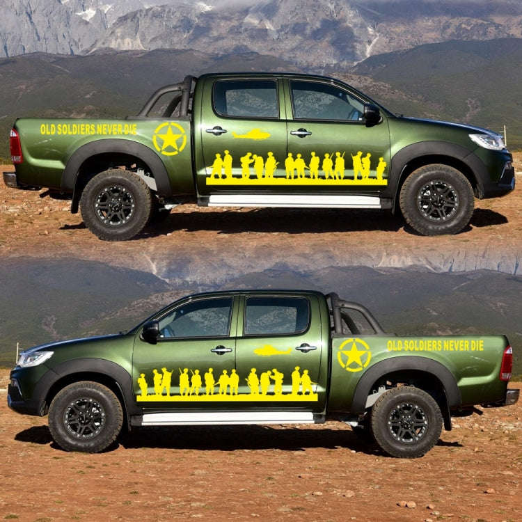 2 PCS/Set D-84 Old Soldiers Pattern Car Modified Decorative Sticker(Yellow)